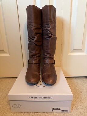 Steve Madden P-Kambyy Brown Leather Boots